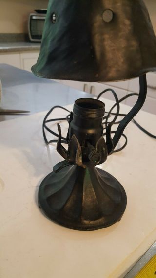 Arts And Crafts Cottage Tudor 1920s Small Table Lamp cast wrought iron 2