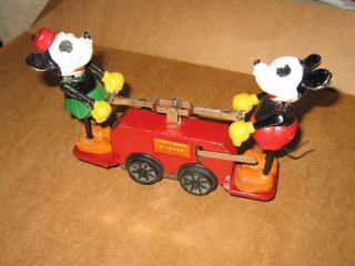 Lionel Mickey Mouse Hand Car,  Prewar Walt Disney Old Toy Windup,