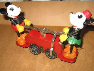 Lionel Mickey Mouse hand car,  prewar Walt Disney old toy windup, 6