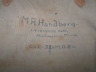 WW 1 rare US Army ID ' ed musette type bag,  321St MG Battalion,  Company C 2