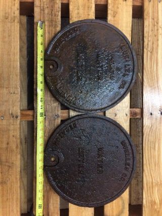 Mueller Co.  Cast Iron Lids From Water Meter Decatur Illinois Rust Patina