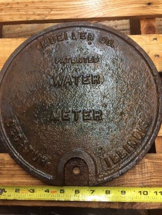 MUELLER CO.  Cast Iron Lids From Water Meter Decatur Illinois Rust Patina 2