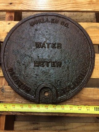 MUELLER CO.  Cast Iron Lids From Water Meter Decatur Illinois Rust Patina 3