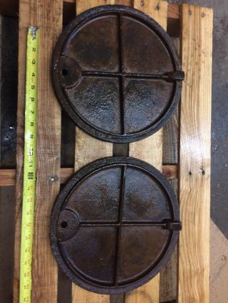 MUELLER CO.  Cast Iron Lids From Water Meter Decatur Illinois Rust Patina 4
