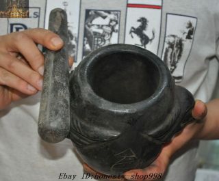 Chinese Hongshan Culture Old Jade Carving Bird Head Tank Jug Jar Pot pestle Set 6