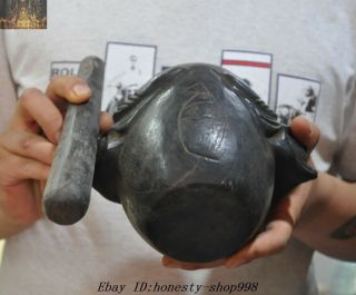 Chinese Hongshan Culture Old Jade Carving Bird Head Tank Jug Jar Pot pestle Set 7