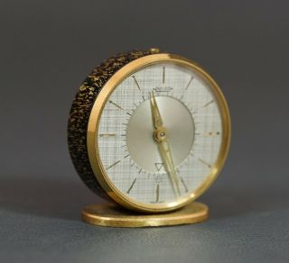 VTG Jaeger Lecoultre 8 days Alarm Travel Clock Memovox Brushed Gold w Case 11