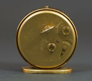 VTG Jaeger Lecoultre 8 days Alarm Travel Clock Memovox Brushed Gold w Case 12