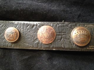 RARE Antique WWI US ARMY MILITARY TRENCH ART BUTTON BELT FRANCE GERMANY BELGIUM 8