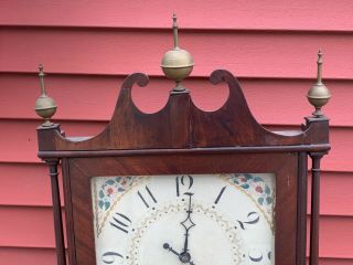 Large Antique Eli Terry Pillar and Scroll Clock w/ Weights & Key 31 