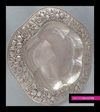 Antique 1900s German Repousse Sterling/solid Silver Dish/tray/platter 12.  8 In.