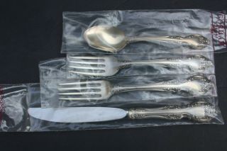 Melrose Sterling Silver 4 Piece Set Gorham Wrap Never Opened Fork Spoon