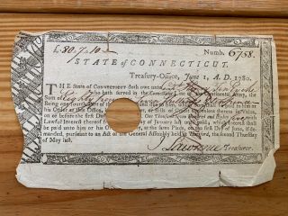 1780 Pay Document Revolutionary War George Washington’s Staff Captain Ten Eycke