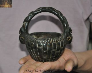 Ancient Rare Chinese Hongshan Culture Old Jade Carved Flower Basket Jug Jar Tank