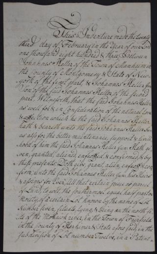 1803 Herkimer York Document Land Deed Rev War Vets Kaufman Kelller Van Slyck