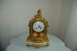 Antique French Bronze Clock - Dial Signed " Faivre " 1880 -