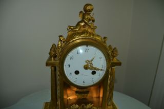 ANTIQUE FRENCH BRONZE CLOCK - DIAL SIGNED 