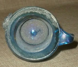 ANTIQUE Small 2,  000 - YEAR - OLD MOUTHBLOWN BLUE ROMAN GLASS DECORATED CUP w/ HANDLE 6