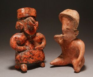 Two Pre - Columbian Nayarit Figures,  a Female and a 