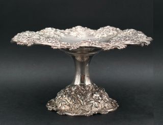 Antique S.  Kirk & Son,  925 Sterling Silver Repousse Candy Compote,  Nr
