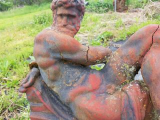LARGE GREEK GOD RECLINING Vintage Unearthed Cast Iron Garden Ornament Statue 2