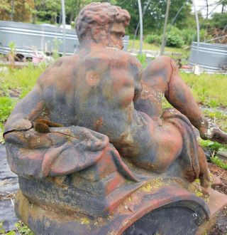 LARGE GREEK GOD RECLINING Vintage Unearthed Cast Iron Garden Ornament Statue 6