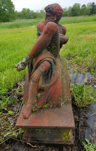 LARGE GREEK GOD RECLINING Vintage Unearthed Cast Iron Garden Ornament Statue 7