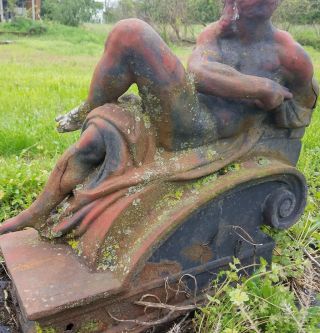 LARGE GREEK GOD RECLINING Vintage Unearthed Cast Iron Garden Ornament Statue 8