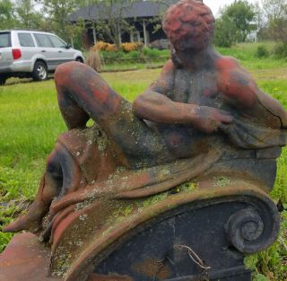 LARGE GREEK GOD RECLINING Vintage Unearthed Cast Iron Garden Ornament Statue 9