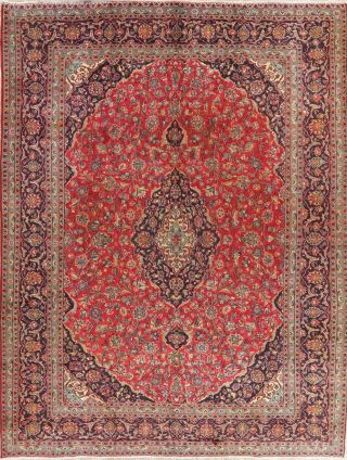 Antique Traditional Floral Persian Area Rug Oriental Hand - Knotted Red Wool 10x13