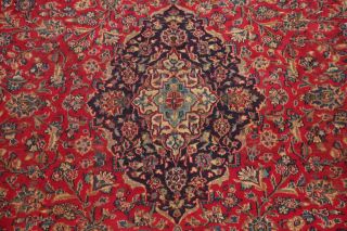 Antique Traditional Floral Persian Area Rug Oriental Hand - Knotted RED Wool 10x13 4