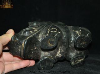 Chinese Hongshan Culture Old Jade Carving Rhinoceros Rhino zun pot Tank Jug Jar 11