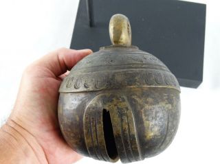 Rare Antique Burmese Cast Bronze 19th Century Elephant Bell “chu” Stand Burma