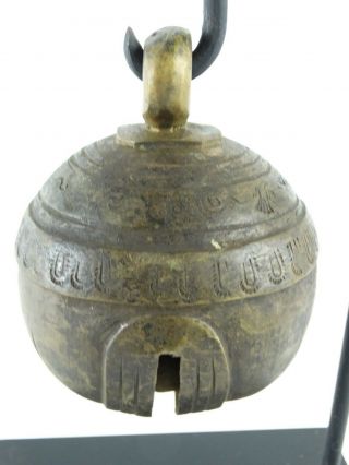 RARE Antique Burmese Cast Bronze 19th Century Elephant Bell “Chu” Stand Burma 2