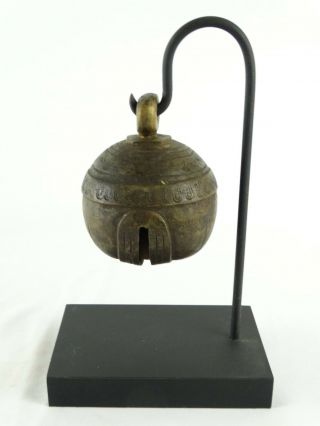 RARE Antique Burmese Cast Bronze 19th Century Elephant Bell “Chu” Stand Burma 3