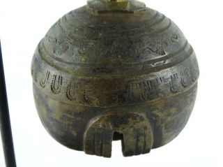 RARE Antique Burmese Cast Bronze 19th Century Elephant Bell “Chu” Stand Burma 6