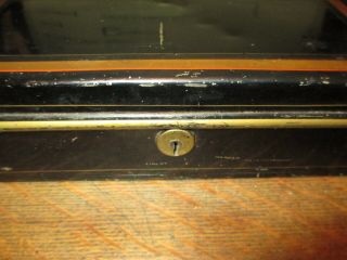 OLD CASH Box - METAL DEED SAFE Antique DOCUMENT BOX 2
