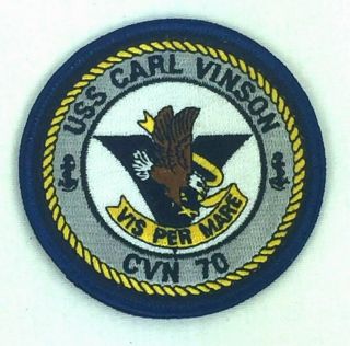 Military Patch Uss Carl Vinson Cvn - 70 Vis Per Mare Blue & Gold With Eagle