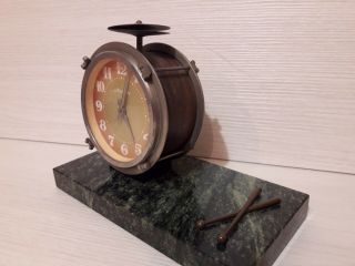 Ussr Vintage Collectible Lightning Drum Shelf Crystal Mantel Clock Soviet Union