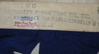 KOREAN WAR USMC MARINE CORPS BASE 48 STAR AMERICAN FLAG BY VALLEY FORGE FLAG CO 8