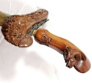 2 Antique Madura Magic Kris Swords Javanese Indonesian Art Naga Dragon and Snake 3