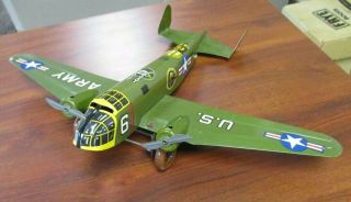 Vintage Marx Tin Litho Wind Up Ww Ii U.  S.  Army Bomber Plane