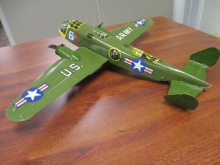 VINTAGE MARX TIN LITHO WIND UP WW II U.  S.  ARMY BOMBER PLANE 3