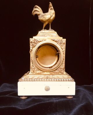 French Gilt Bronze Chanticleer Table Clock Casement