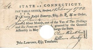 Oliver Wolcott Jr Signed American Revolutionary War Ct Payment Document 1782