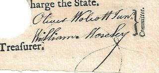 Oliver Wolcott Jr signed American Revolutionary War CT Payment Document 1782 2