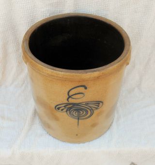 Antique 6 Gallon Salt Glaze Cobalt BEE STING CROCK in GREAT COND SEE PICTURES 2