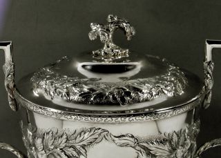 S.  Kirk Silver Covered Bowl c1880 Ram Handle 5