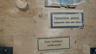 WWII German Ammunition Box with labels,  appears to be shipped back by GI 2