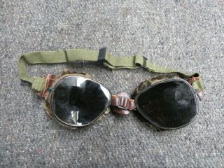 KOREAN WAR US ARMY MOUNTAIN TROOPS SKI GOGGLES W/ 1951 DATED POUCH & SPARE LENSE 2
